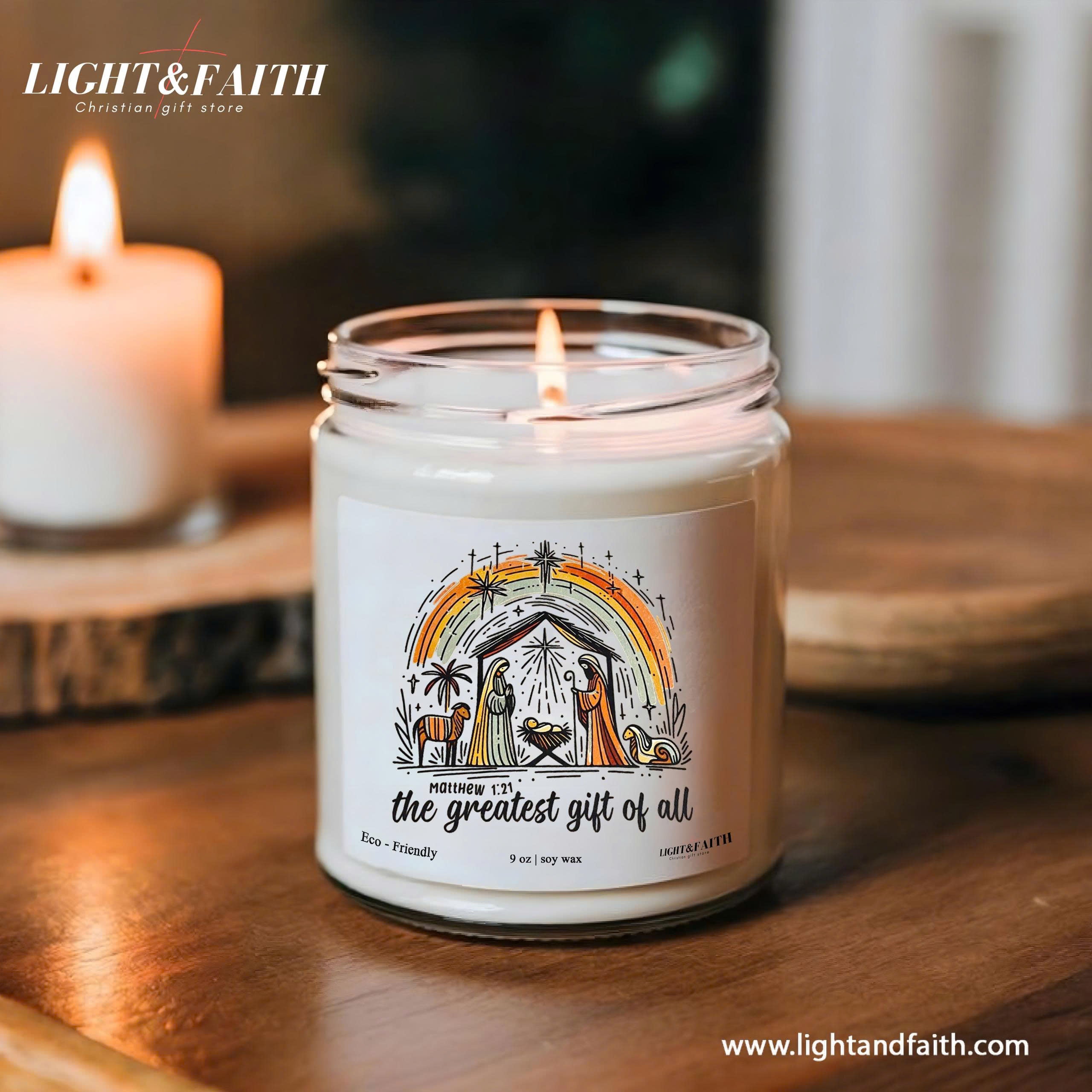 The Greatest Gift of All Candle, Matthew 1:21, Nativity Scene, Inspirational Christmas Gift, Uplifting Christian Holiday Decor CDLAF30